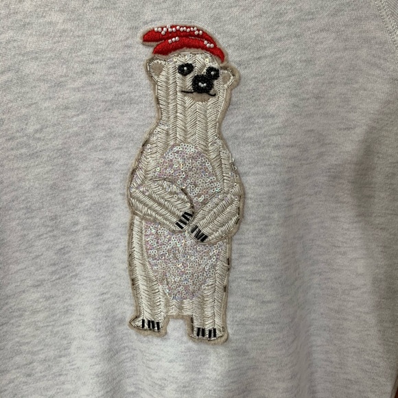 AEO Xmas polar bear top sequin/embroidered XS - Picture 2 of 4
